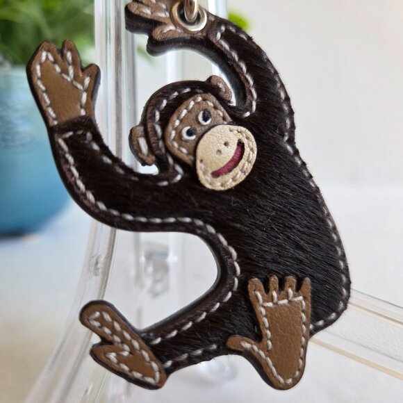 EUC & HTF Coach Calf-Hair and Leather Monkey Keychain - Picture 2 of 5